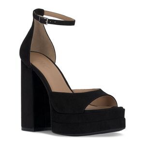 INC Womens Black 1-1/2" Platform Arya Square Toe Block Heel Heeled Sandal 9 M